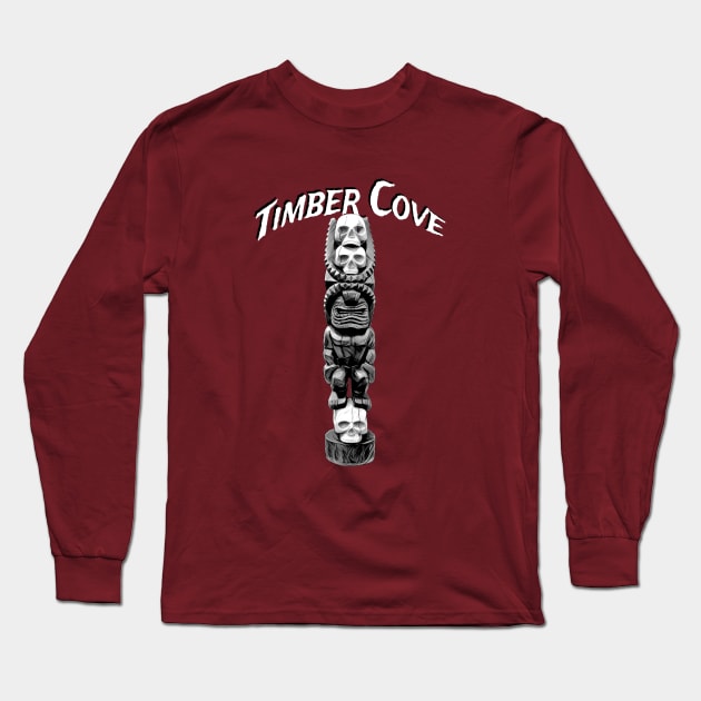 Timber Cove Tiki with 3 skulls Long Sleeve T-Shirt by Timber Cove